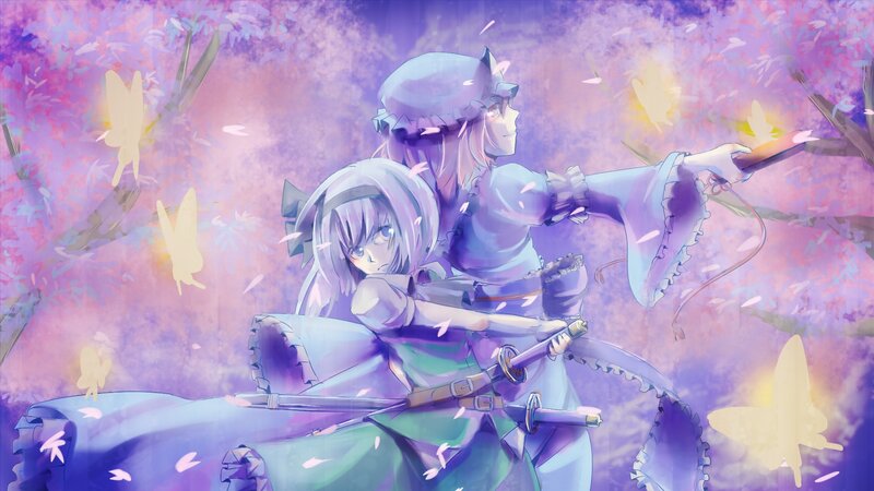 Two Girls with Swords — Purple, Dreamy