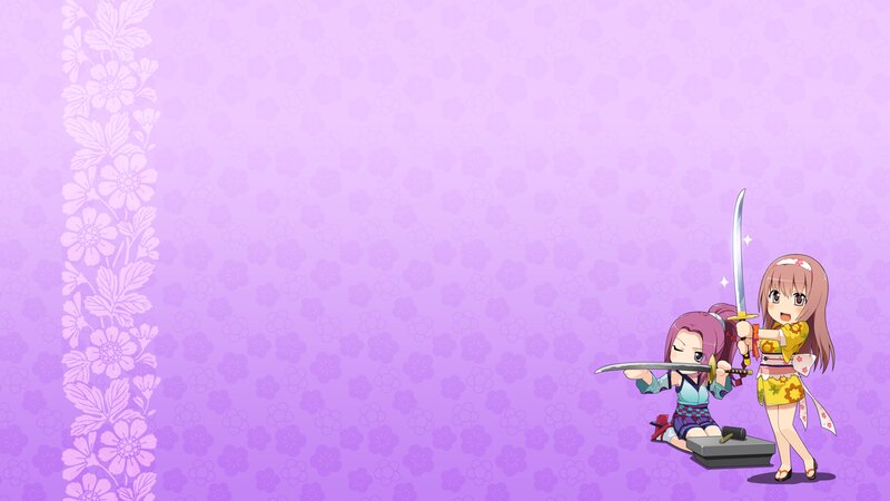 Two Girls with Swords — Purple, Playful