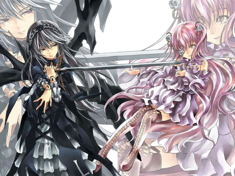 Two Girls with Swords — Purple