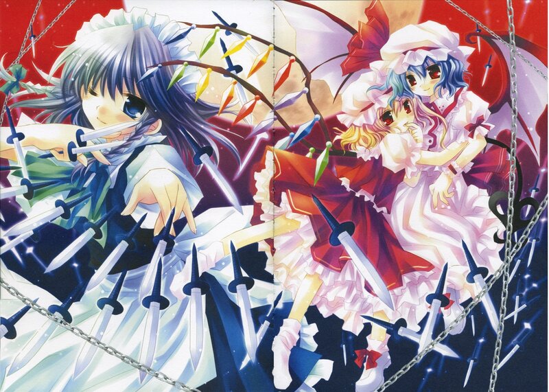 Two Girls with Swords — Red, Dramatic, Manga