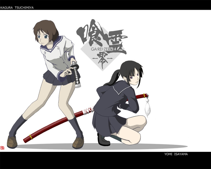 Two Girls with Swords — White, Dramatic, Anime