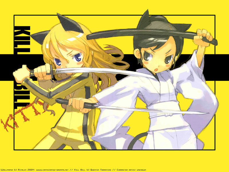Two Girls with Swords — Yellow, Action