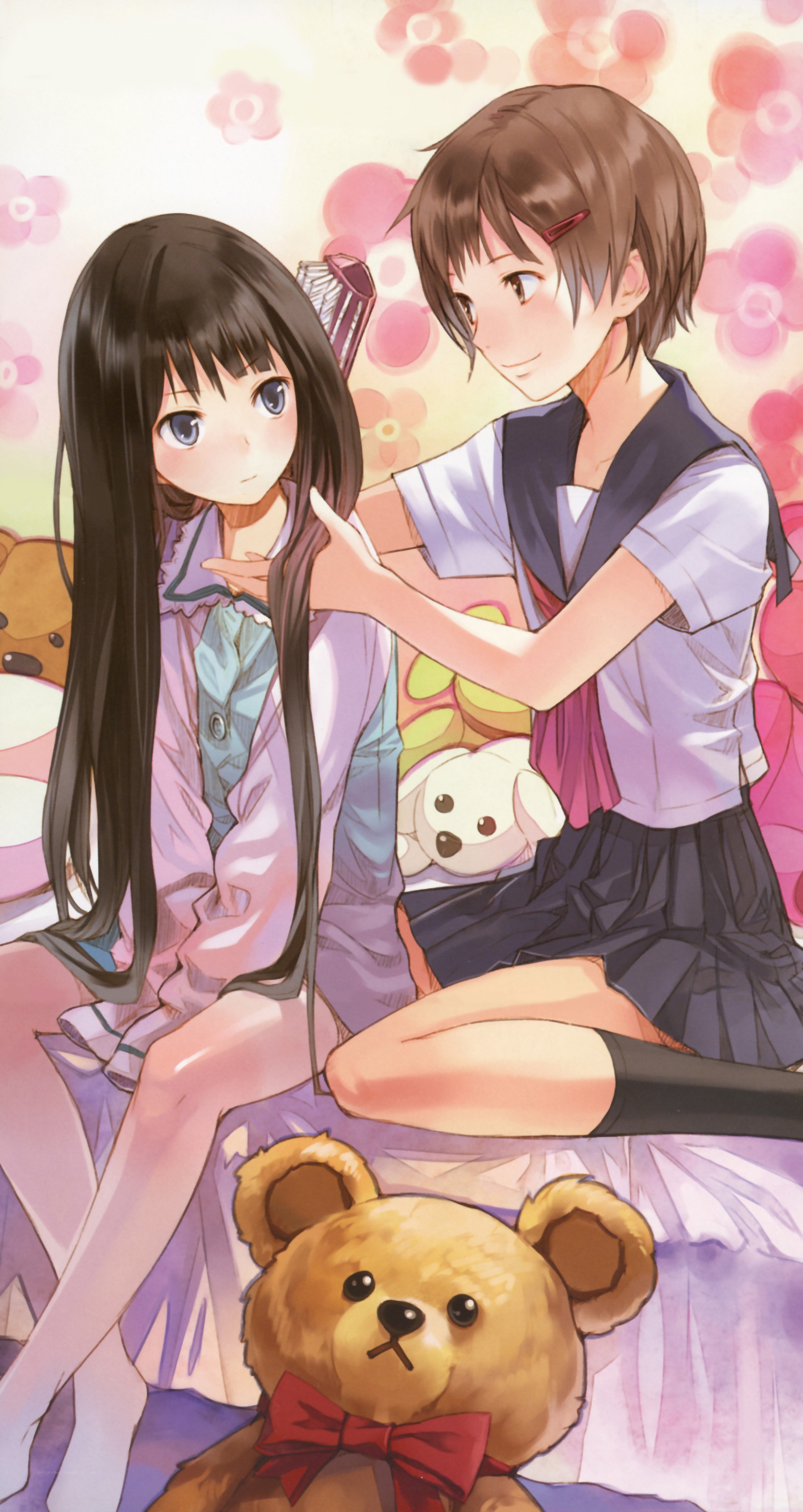 Two girls with teddy bears