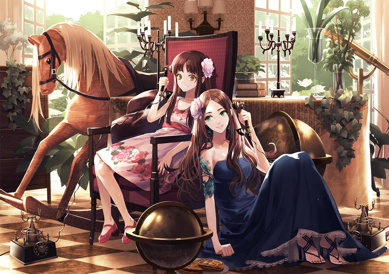Two Girls with Telephones