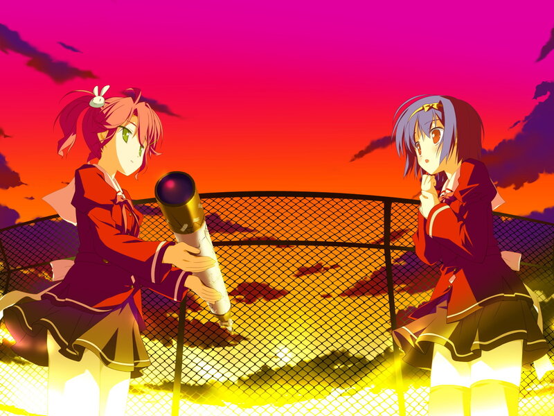 Two Girls with Telescope