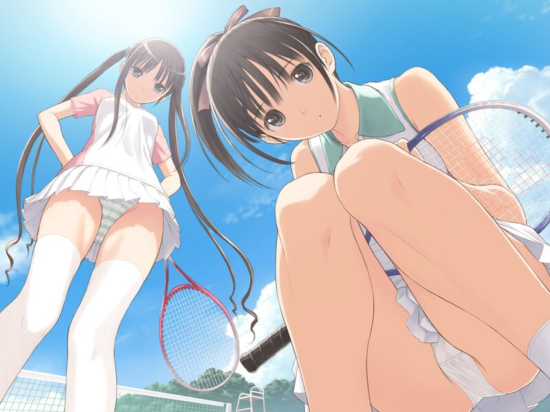 Two Girls with Tennis Rackets
