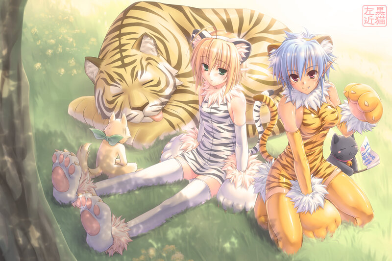 Two Girls with Tiger Costumes