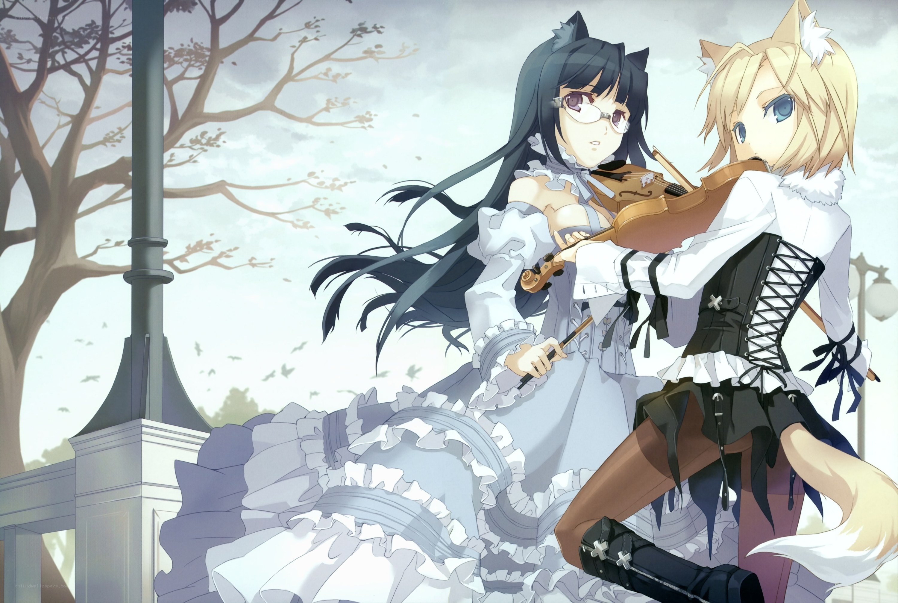Two girls with violins