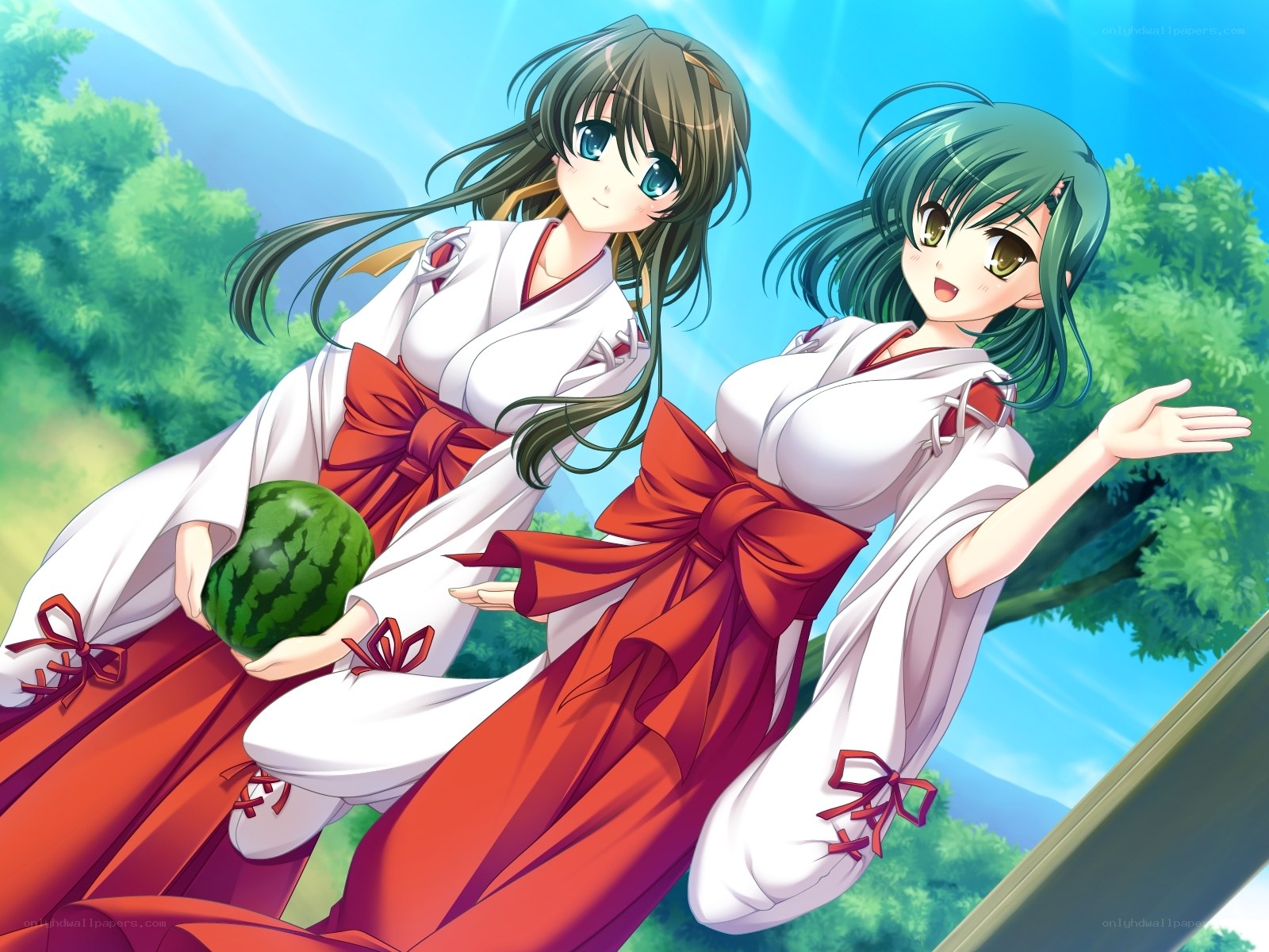 Two girls with watermelon