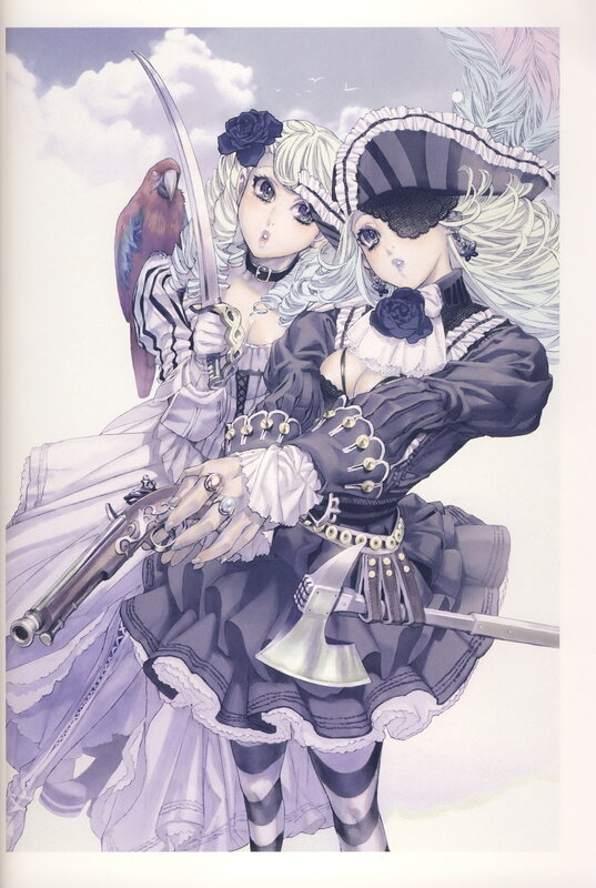 Two girls with weapons