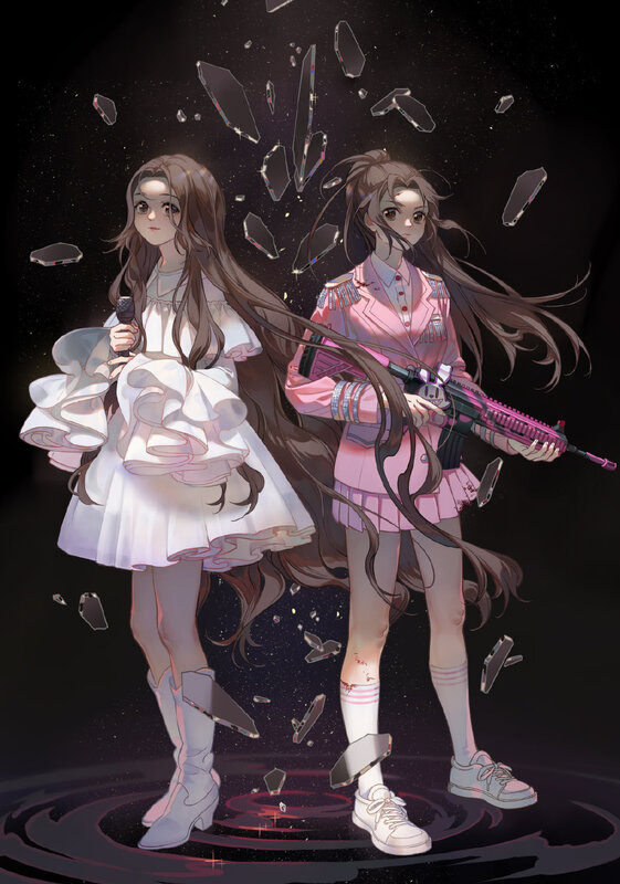 Two Girls with Weapons — Black, Dramatic