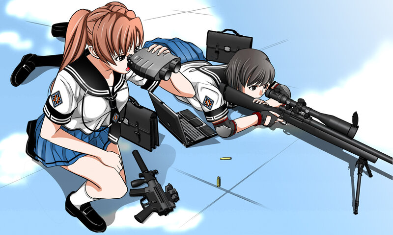 Two Girls with Weapons — Blue