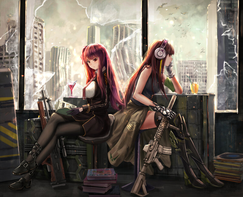 Two Girls with Weapons — Brown