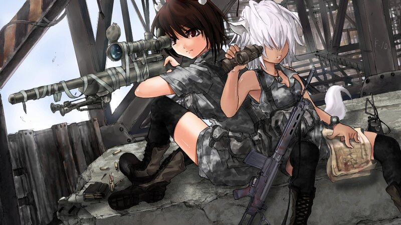 Two Girls with Weapons — Gray, Tense