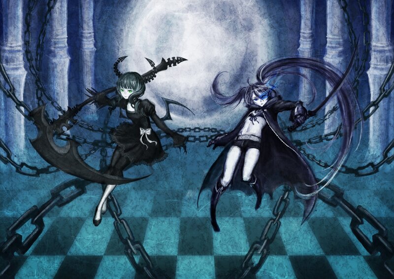 Two girls with weapons in a dark hall
