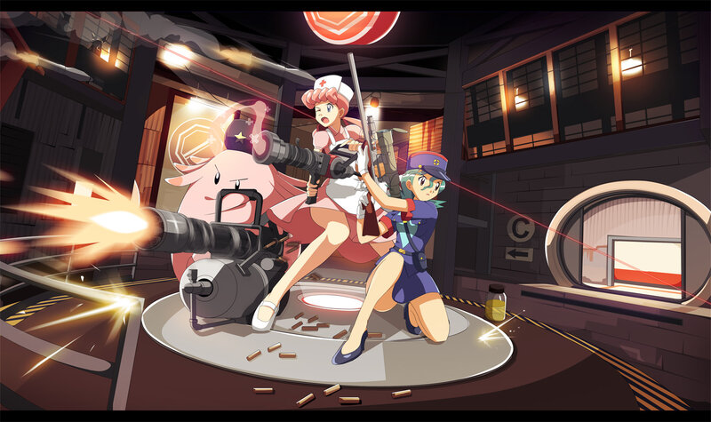 Two Girls with Weapons — Pink
