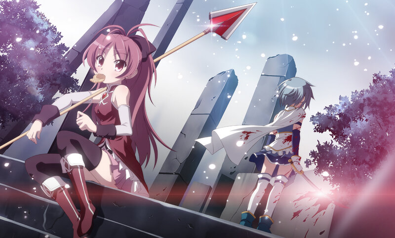 Two Girls with Weapons — Purple, Dramatic, Afternoon