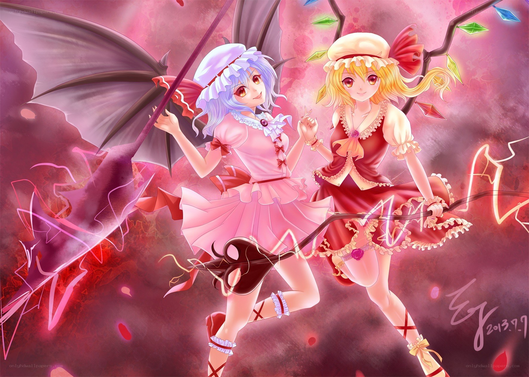 Two girls with wings and magic