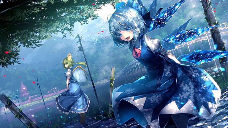 Two Girls with Wings — Blue, Serene, Afternoon