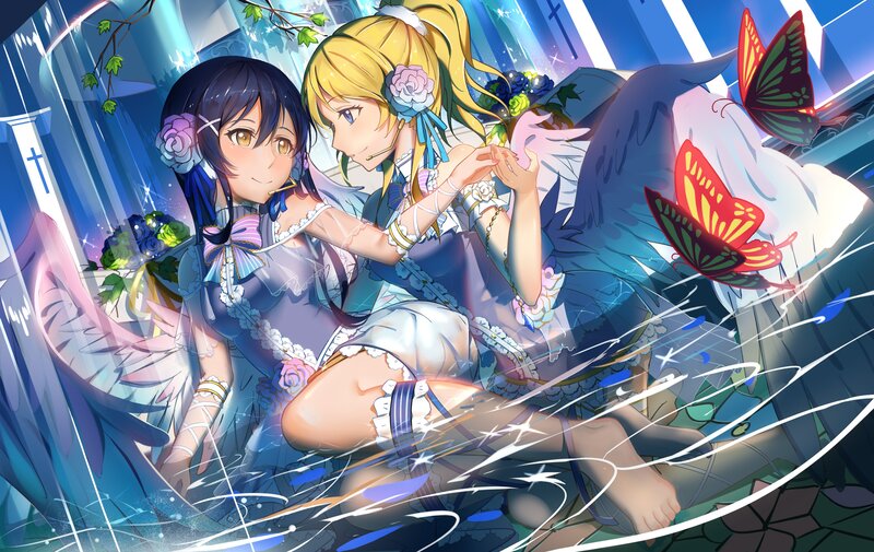 Two Girls with Wings — Blue, Serene, Anime
