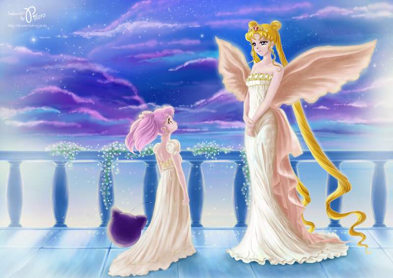 Two Girls with Wings — Blue, Serene, Night