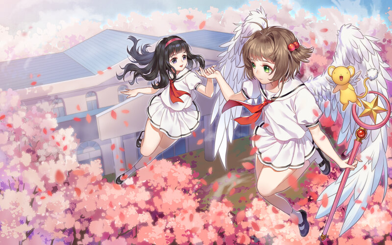 Two Girls with Wings — Pink, Playful, Spring