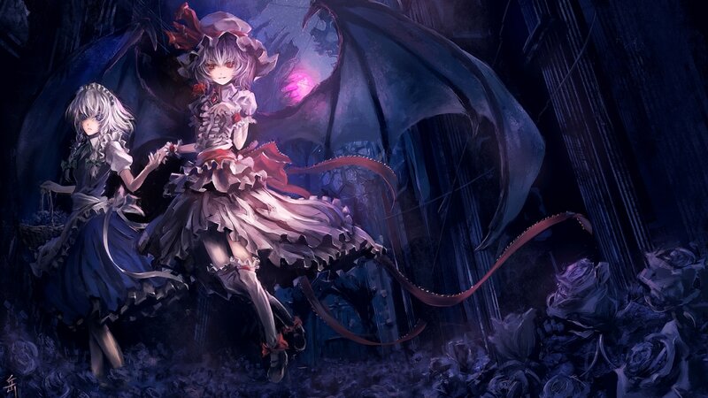 Two Girls with Wings — Purple, Dramatic