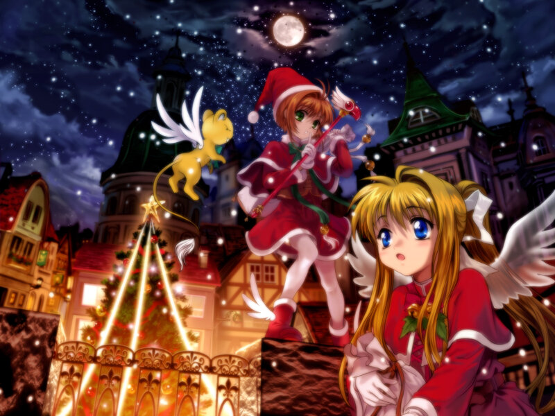 Two Girls with Wings — Red, Festive