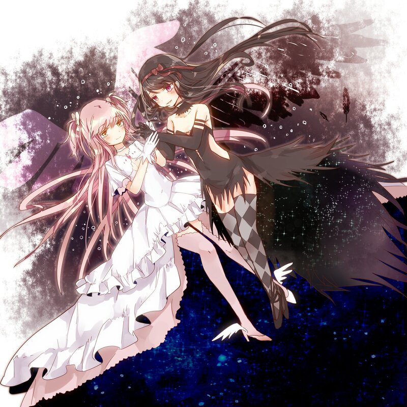 Two Girls with Wings — White, Dramatic, Night