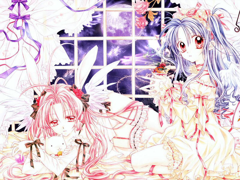 Two Girls with Wings — White, Dreamy