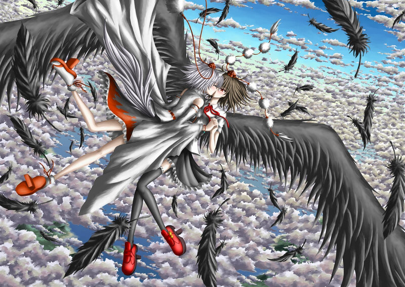 Two Girls with Wings — White