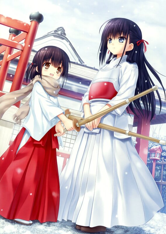 Two girls with wooden swords