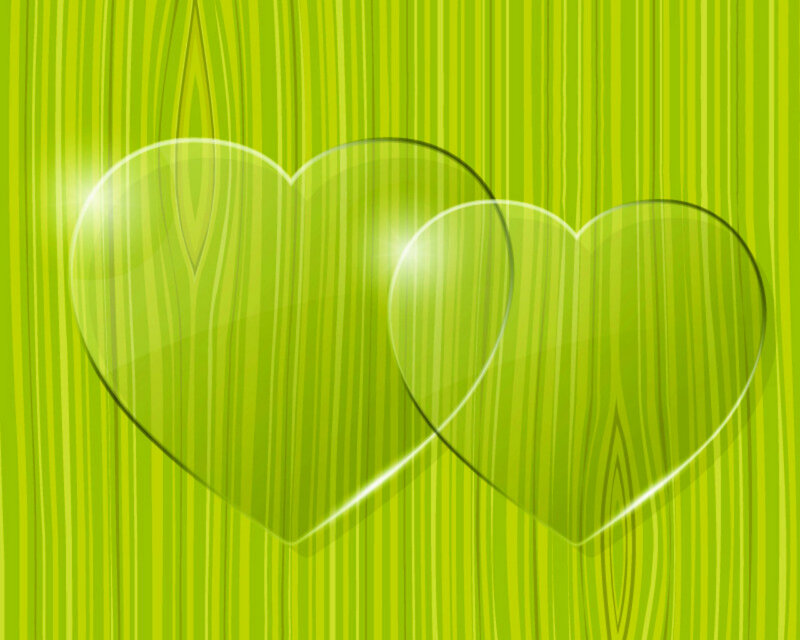 Two Glass Hearts — Green