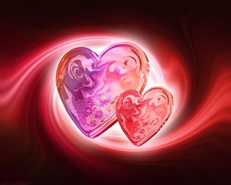 Two Glass Hearts — Red