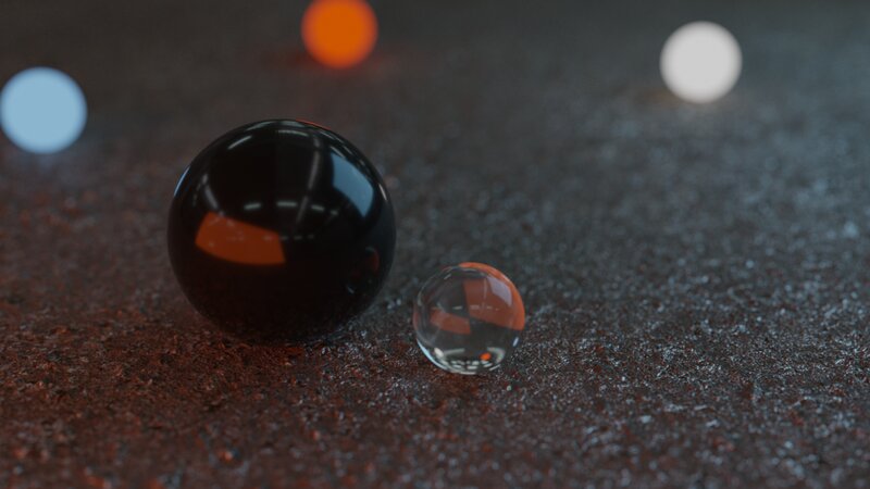 Two Glass Spheres on Surface
