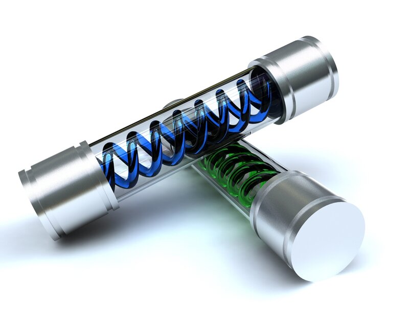 Two glass tubes with coils