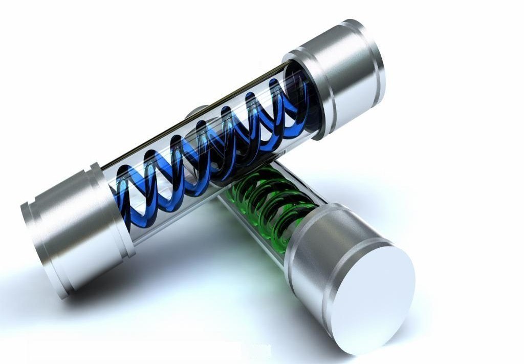 Two glass tubes with springs