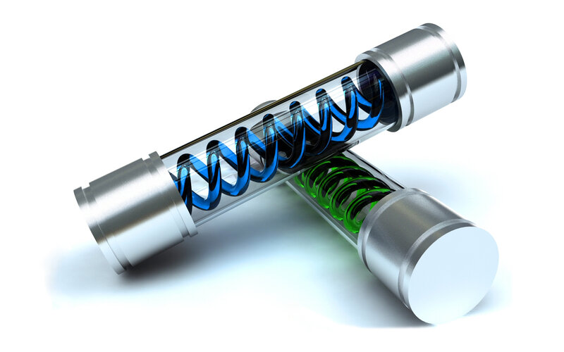 Two Glass Tubes with Springs — Blue, Neutral