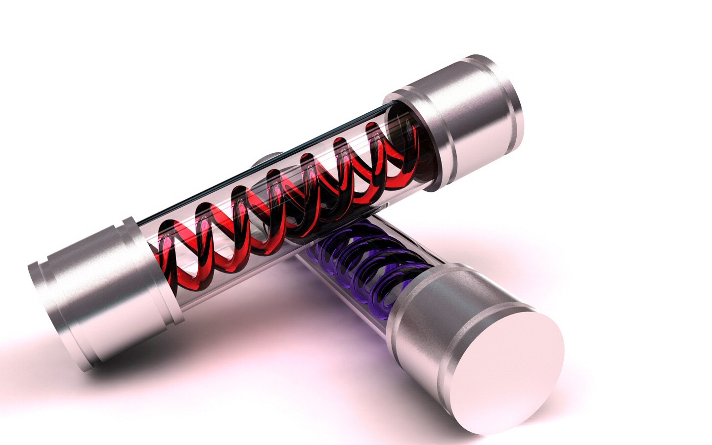 Two glass tubes with springs
