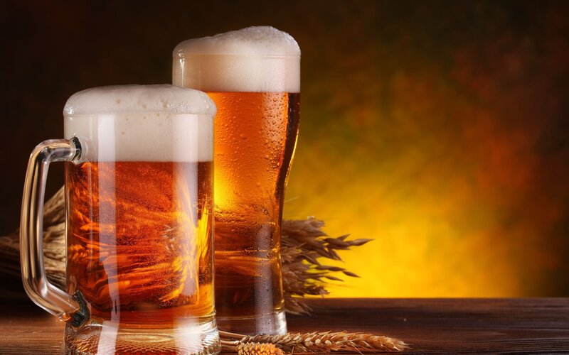 Two glasses of beer with wheat