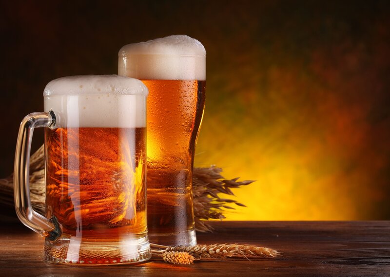 Two glasses of beer with wheat