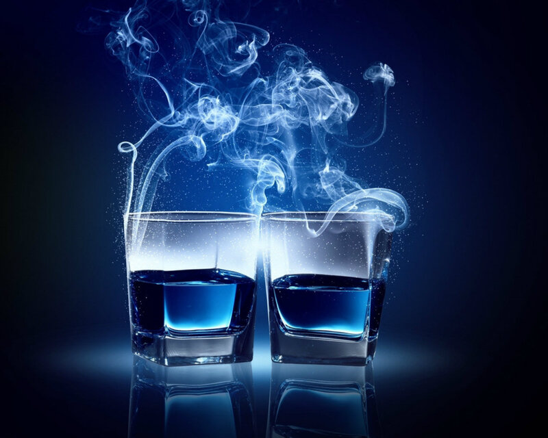 Two Glasses of Blue Liquid — Dramatic