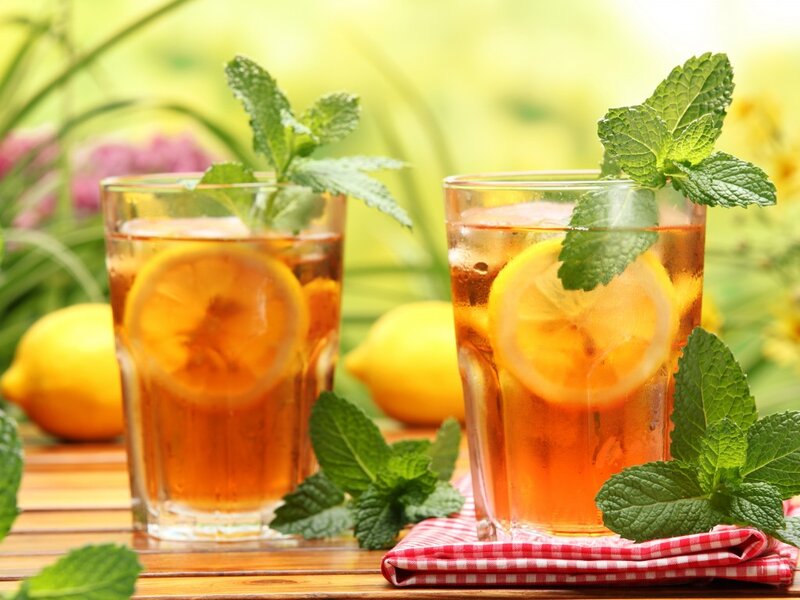 Two Glasses of Iced Tea — Yellow