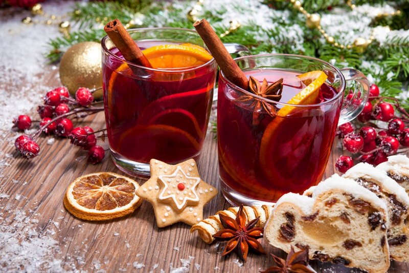 Two Glasses of Mulled Wine — Red, Festive
