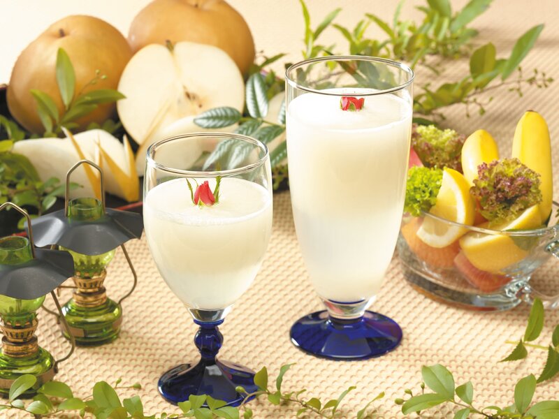 Two Glasses of Pear Drink — White
