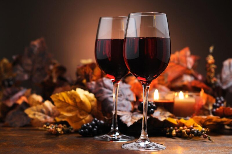 Two Glasses of Red Wine — Brown, Cozy