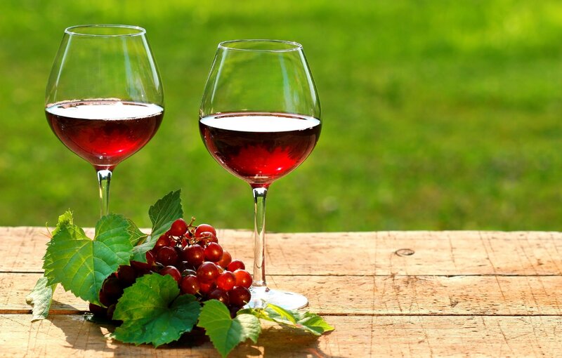 Two Glasses of Red Wine — Green, Serene