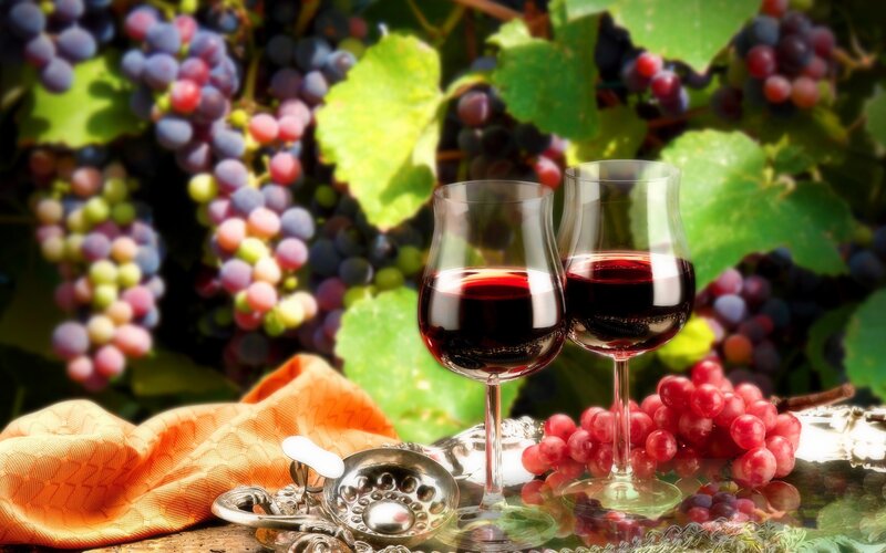 Two Glasses of Red Wine — Serene, Afternoon, Photograph