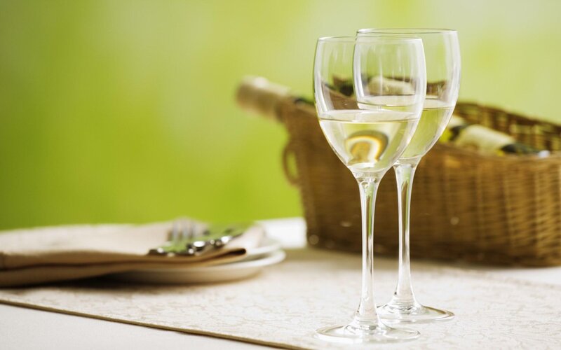 Two glasses of white wine