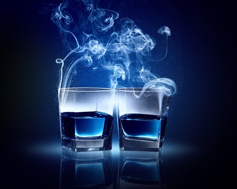 Two Glasses with Blue Liquid